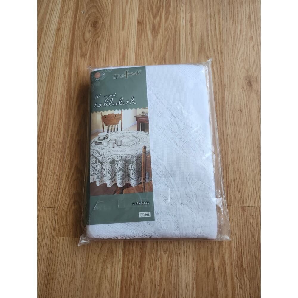 White Lace Round Tablecloth - Unbranded